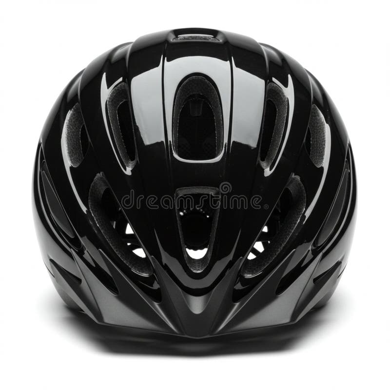 Błyszczący czarny kask rowerowy z konstrukcją aerodynamiczną zapewniającą wielowątkowość royalty ilustracja