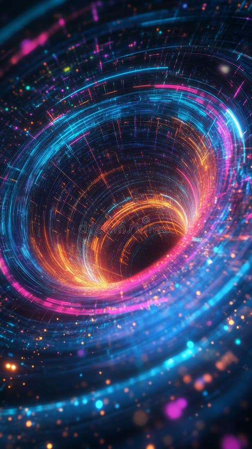 Błyszczący tapeta neonu vortex abstrakcyjne pionowe tło telefonu ilustracja wektor