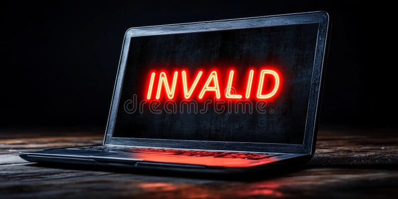 Błąd Laptopa Odmowa Dostępu Do Urządzenia Cyfrowego Wyświetlającego Nieprawidłowe Ostrzeżenie. Błąd notebooka Odmowa dostępu do urządzenia cyfrowego wyświetlającego świecące nieważne ostrzeżenie wygenerowane przez interfejs AI