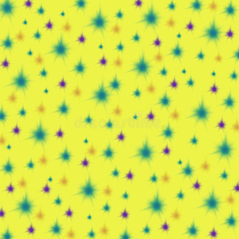 Błękit, purpura i pomarańcze, błyskamy na pastelowym żółtym tle, bezszwowy niekończący się wzór ilustracji Błękit, purpura i pomarańcze, błyskamy na pastelowym żółtym tle, bezszwowy niekończący się wzór ilustracji