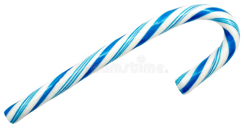 Blue Candy Cane Isolated On White. Blue Candy Cane Isolated On White