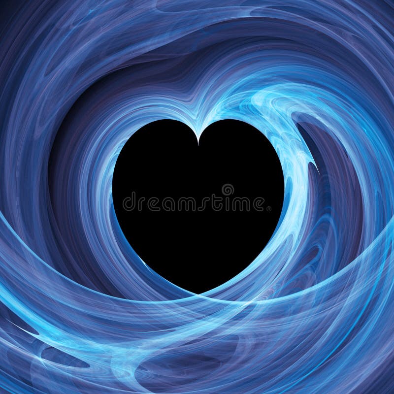 Blue heart hole in twirl rays background. Blue heart hole in twirl rays background