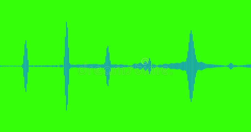 Błękitnego cyfrowego wyrównywacza audio widma rozsądne fala na chroma klucza zieleni parawanowym tle, stereo efekta dźwiękowego s