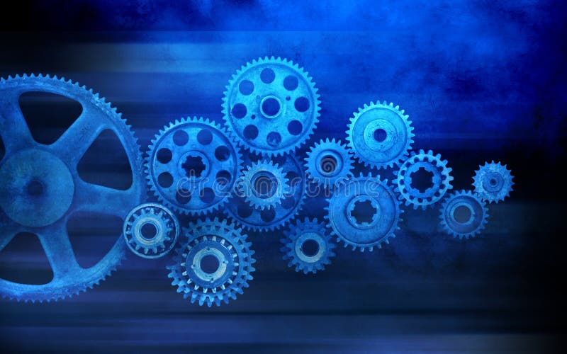 Błękitny Cogs przekładni tło obraz royalty free