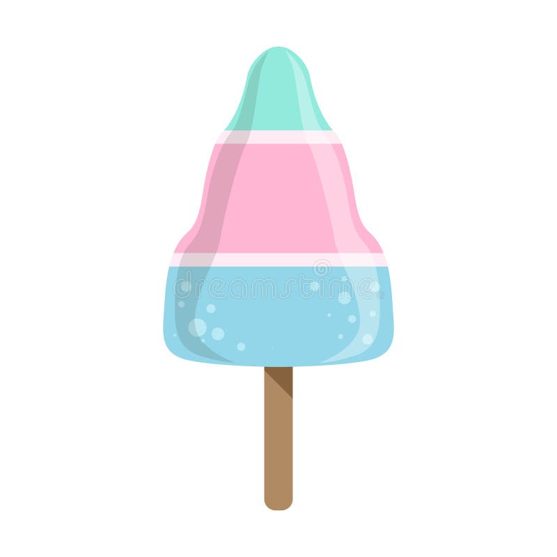 Błękitny I Różowy Płatowaty lody bar Na kiju, Kolorowy Popsicle Odizolowywający kreskówka przedmiot ilustracji