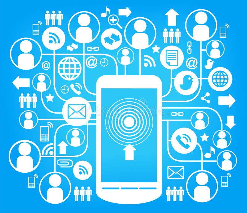błękitny sieci socjalny telefon ilustracja wektor błękitny sieci socjalny telefon ilustracja wektor