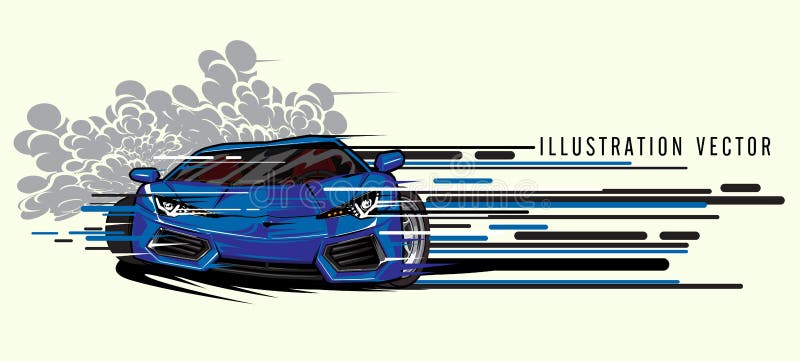 Błękitny sporta samochodu prędkości ilustracji super wektor royalty ilustracja Błękitny sporta samochodu prędkości ilustracji super wektor royalty ilustracja