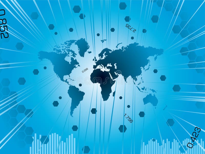 Business background showing the world and how it is radiating information from it. Business background showing the world and how it is radiating information from it