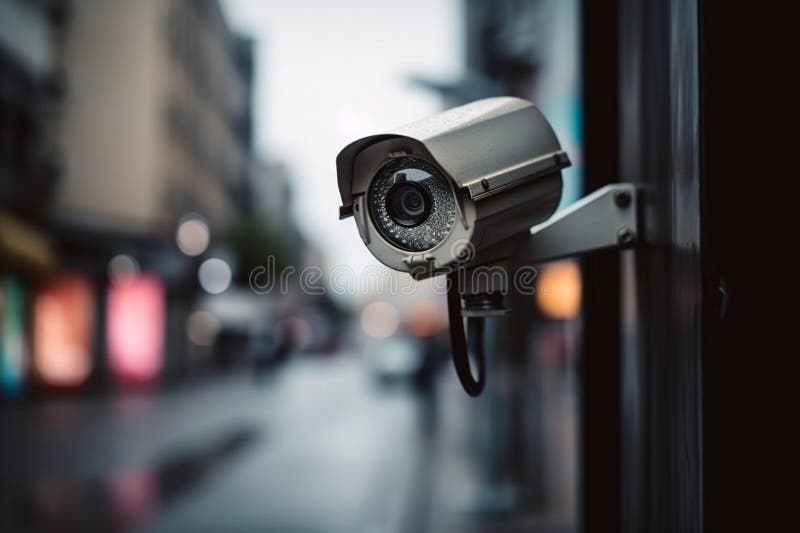 Cámara de seguridad en edificio moderno cámaras de vigilancia profesional  cctv en la pared de la ciudad