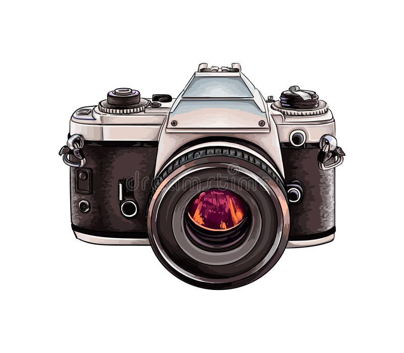 Clip de cámara de fotos vintage de acuarela, cámara retro pintada a mano  png, logotipo de fotografía, descarga digital -  España