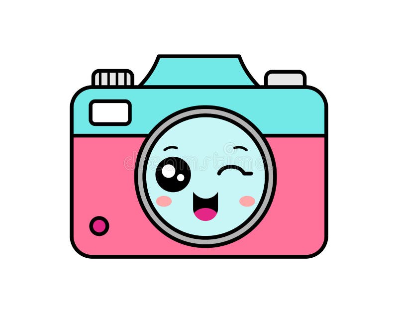 Câmara Kawaii Fofa Sorrindo E Piscando. Equipamento Fotográfico Cartoon  Caráter. Ilustração do Vetor - Ilustração de filmadora, elemento: 250567784