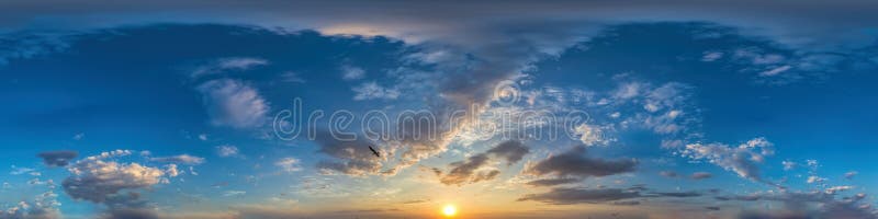 Céu azul com belas nuvens fofas sem chão panorama hdri sem costura