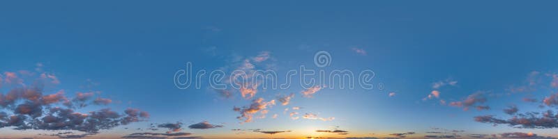 Skydome do pôr do sol com nuvens noturnas como visão panorâmica