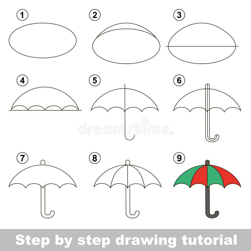 Cómo dibujar un paraguas ilustración del vector. Ilustración de juego -  66010596