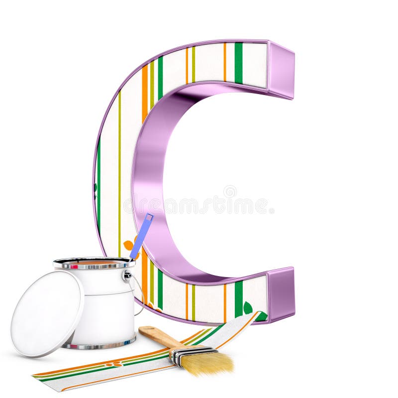 `C` Decorated Letter with Renovation Tools Stock Illustration