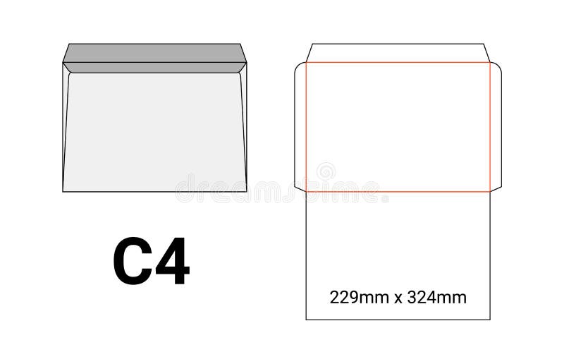 Download C4 Envelope Mockup A4 White Template Cut Size Stock Vector ...