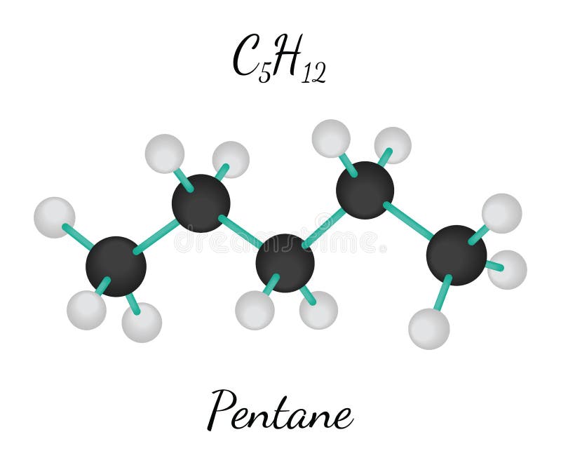 C5H12 pentane molecule stock vector. Illustration of vector - 68582626