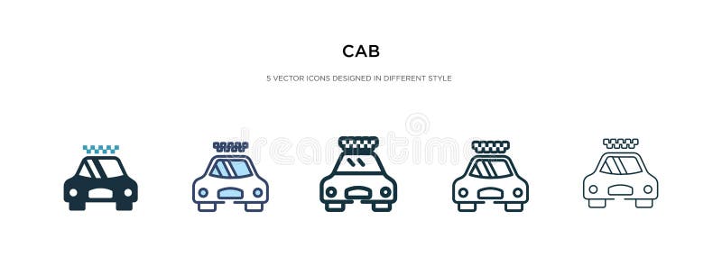 Cab icon in different style vector illustration. two colored and black cab vector icons designed in filled, outline, line and. Stroke style can be used for web royalty free illustration Cab icon in different style vector illustration. two colored and black cab vector icons designed in filled, outline, line and. Stroke style can be used for web royalty free illustration