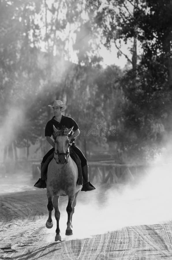 Uomo sul cavallo sul un cavallo.