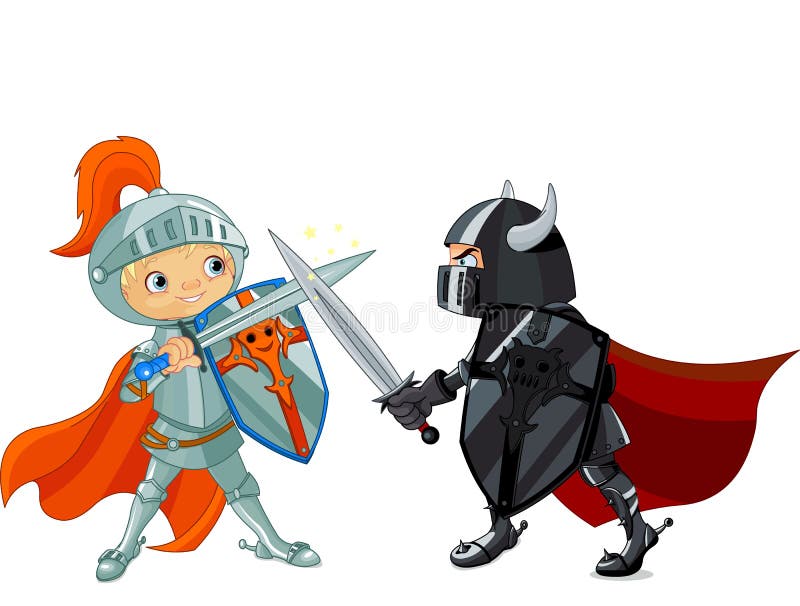 Caballeros que luchan stock de ilustración Caballeros que luchan stock de ilustración
