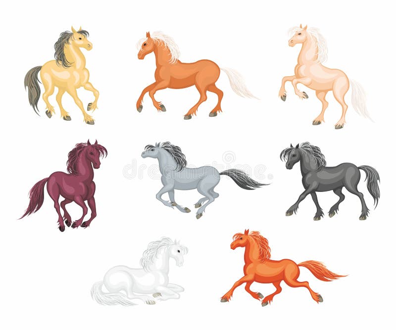 Caballos fijados stock de ilustración Caballos fijados stock de ilustración