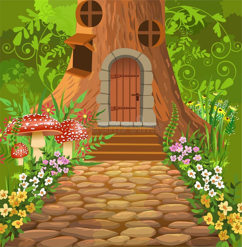Cabane dans un arbre au milieu de la forêt illustration libre de droits Cabane dans un arbre au milieu de la forêt illustration libre de droits