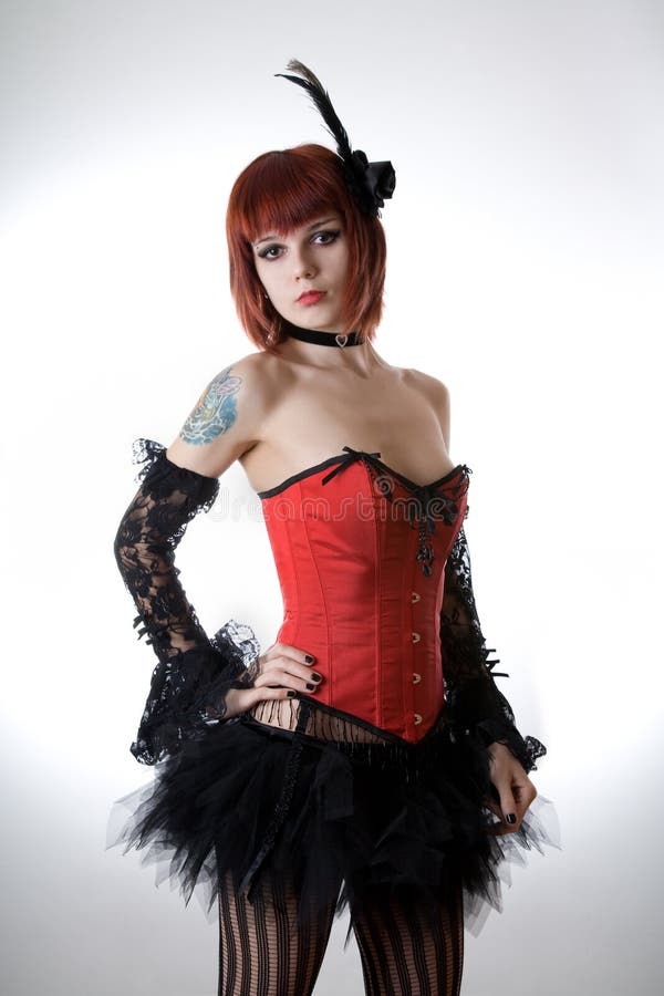 Cabaret girl in red corset