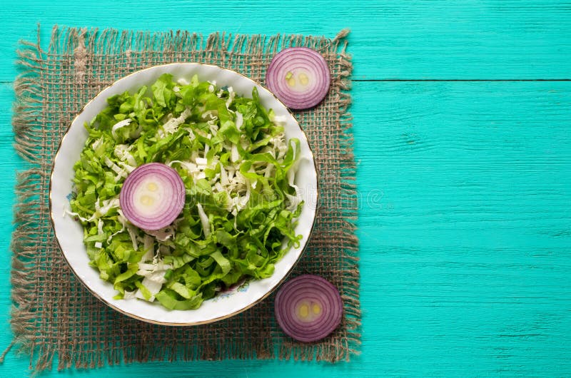 Cabbage Salad in a Plate on a Wooden Table. Stock Image Image of