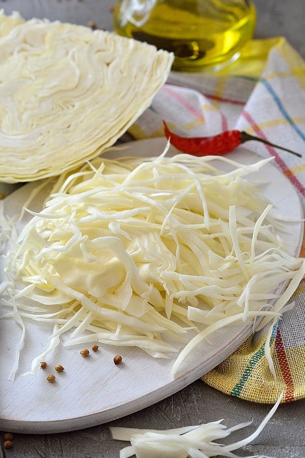 Cabbage Slices for a Salad with Olive Oil Stock Photo Image of