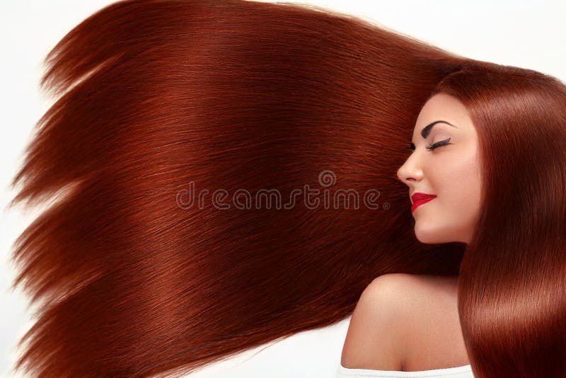 Cabelo Comprido Saudável. Linda Menina Modelo Com Cabelo Liso E