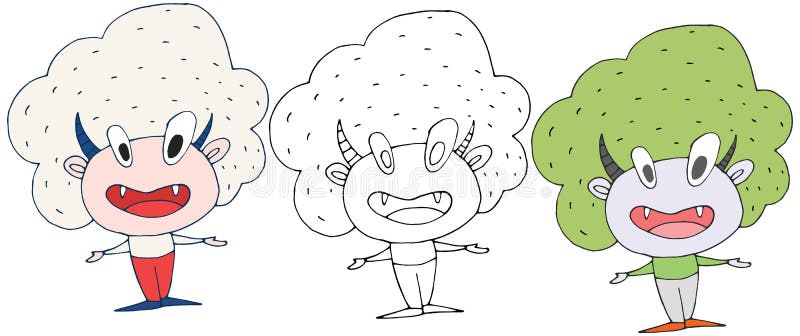 Cabelo feliz do grupo de cor da tração da mão da garatuja do monstro do professor dos desenhos animados ilustração do vetor Cabelo feliz do grupo de cor da tração da mão da garatuja do monstro do professor dos desenhos animados ilustração do vetor