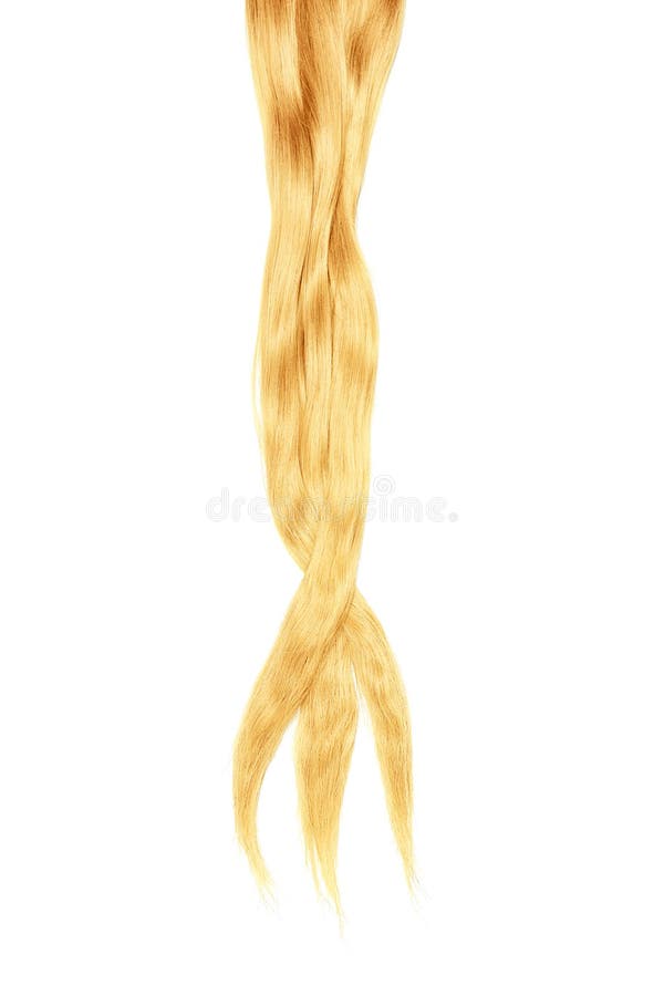 Cabelo louro isolado no fundo branco Rabo de cavalo bagunçado longo imagens de stock royalty free Cabelo louro isolado no fundo branco Rabo de cavalo bagunçado longo imagens de stock royalty free