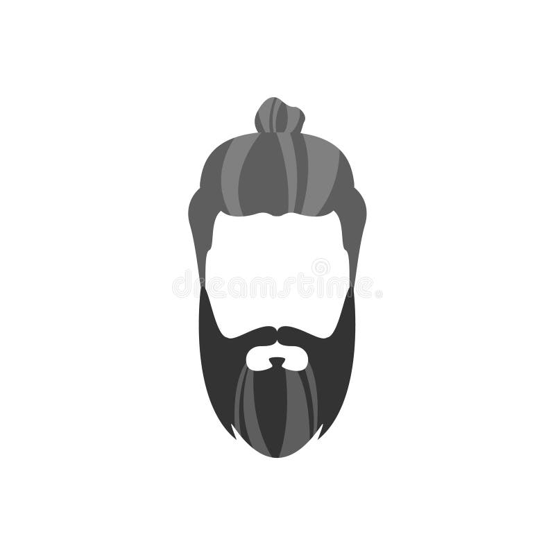 Cabelo masculino do moderno e estilo facial com o bolo longo da barba ilustração stock Cabelo masculino do moderno e estilo facial com o bolo longo da barba ilustração stock