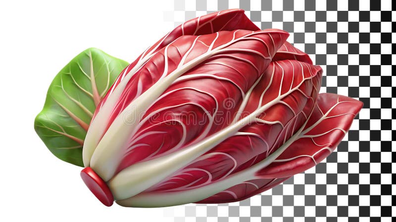 Cabeza fresca de radicchio de achicoria roja verduras de hoja sana png imagen transparente AI generativo libre illustration