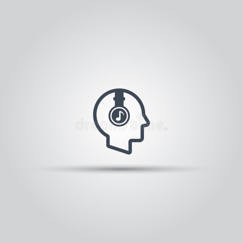 Cabeza humana con el icono del esquema del vector de los auriculares ilustración del vector Cabeza humana con el icono del esquema del vector de los auriculares ilustración del vector