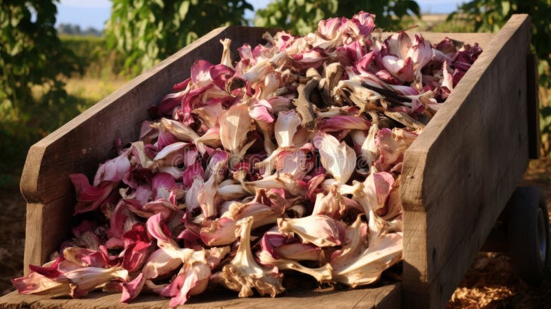 Cabezas de radicchio frescas en trencher de madera ilustración del vector