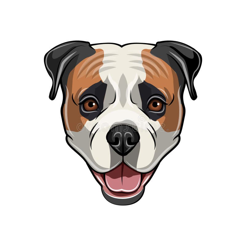 Cabeça americana do buldogue Retrato retro Buldogue americano bonito Cara do cão Vetor ilustração do vetor Cabeça americana do buldogue Retrato retro Buldogue americano bonito Cara do cão Vetor ilustração do vetor