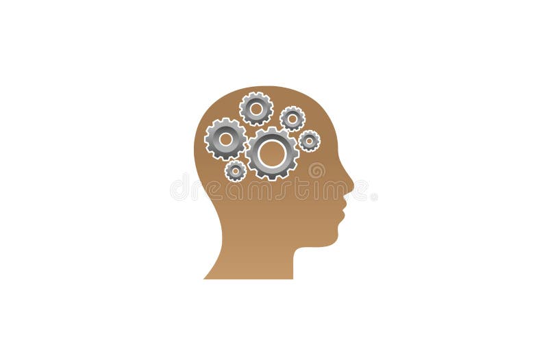 Cabeça criativa Brain Logo Design Illustration de Worker Gear do coordenador ilustração stock Cabeça criativa Brain Logo Design Illustration de Worker Gear do coordenador ilustração stock