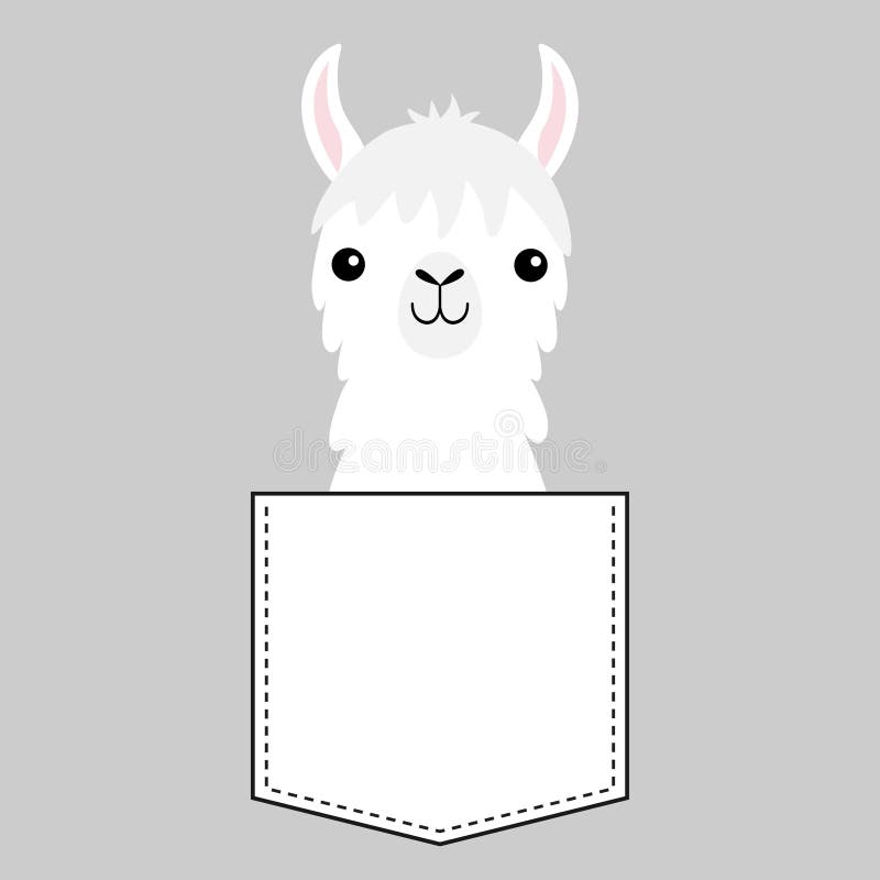 Cabeça da cara da alpaca do lama no bolso Animais bonitos dos desenhos animados Linha do traço Caráter de Kawaii Cor branca e pre ilustração royalty free Cabeça da cara da alpaca do lama no bolso Animais bonitos dos desenhos animados Linha do traço Caráter de Kawaii Cor branca e pre ilustração royalty free