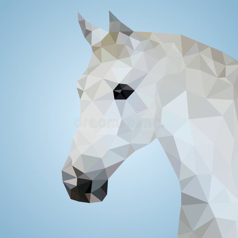 Cabeça de um cavalo branco em estilo triangular ilustração do vetor