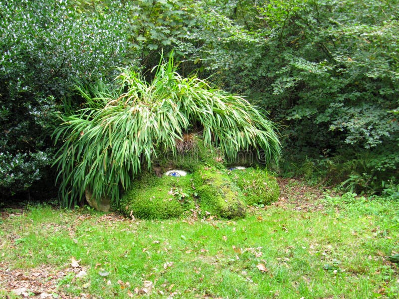A cabeça do gigante, jardins perdidos de Heligan foto de stock A cabeça do gigante, jardins perdidos de Heligan foto de stock