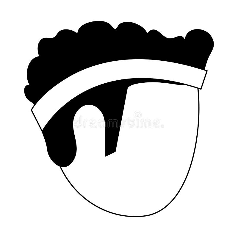 Cabeça do homem sem cara com a faixa do esporte em preto e branco ilustração royalty free Cabeça do homem sem cara com a faixa do esporte em preto e branco ilustração royalty free