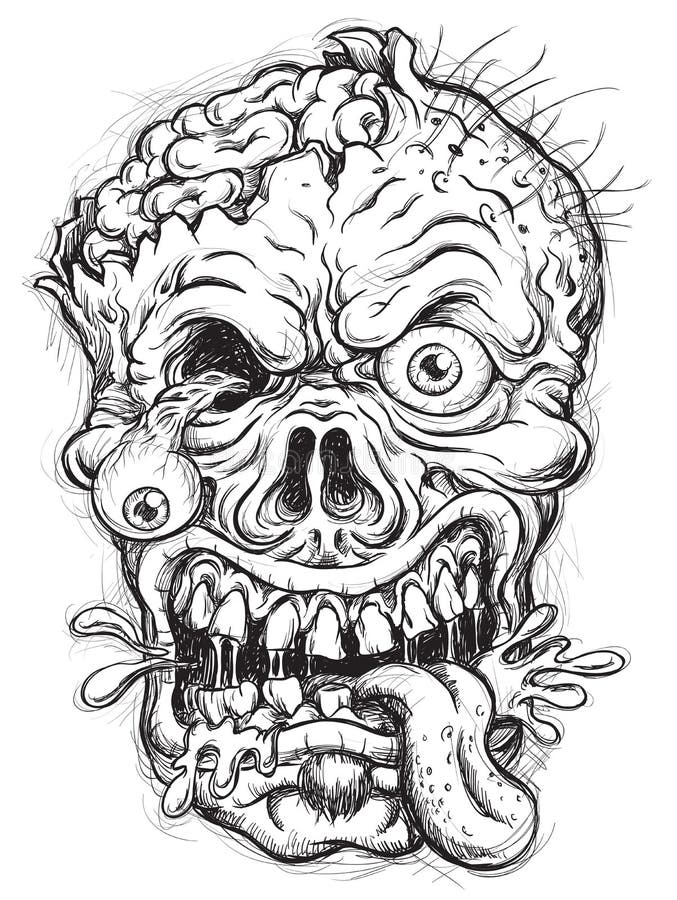 Cabeça esboçado do zombi ilustração royalty free Cabeça esboçado do zombi ilustração royalty free