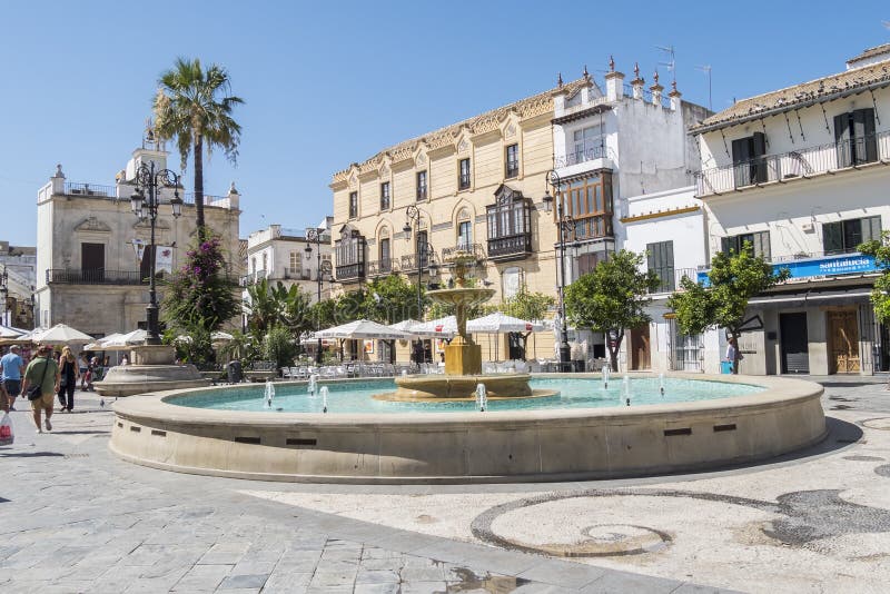 Cabildo-Quadrat von Sanlucar de Barrameda, Cadiz, Spanien stockfotos Cabildo-Quadrat von Sanlucar de Barrameda, Cadiz, Spanien stockfotos