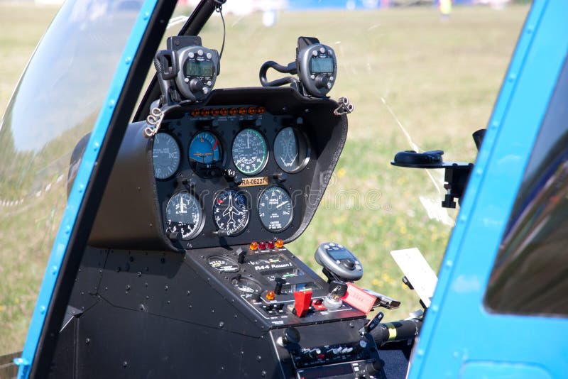The cabin of the helicopter cockpit royalty free stock photo