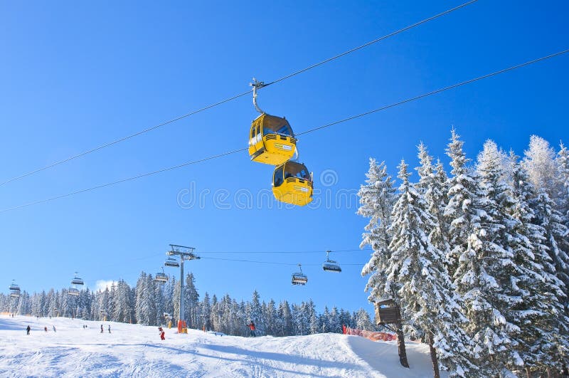 Cabin ski lift. Ski resort Schladming . Austria