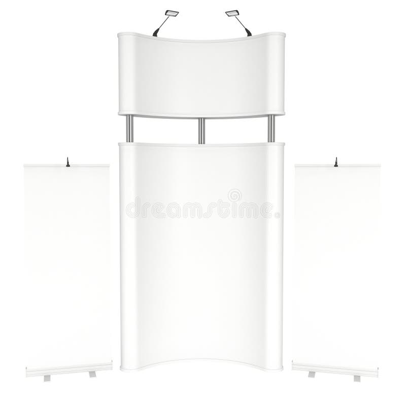 Cabina de la feria profesional blanca y en blanco ilustración del vector Cabina de la feria profesional blanca y en blanco ilustración del vector