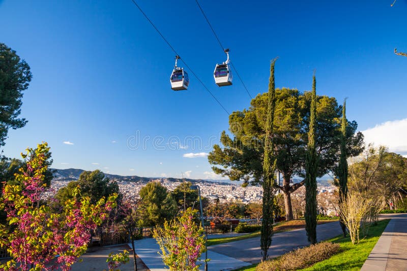Cabina di funivia di Barcellona Montjuic immagine stock libera da diritti Cabina di funivia di Barcellona Montjuic immagine stock libera da diritti