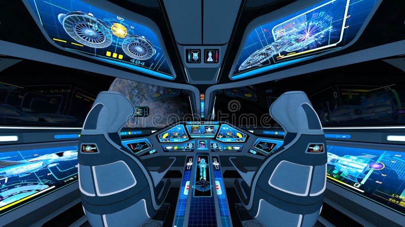 Cabina do piloto do navio de espaço