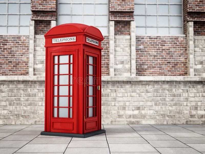 Cabina telefonica britannica rossa nella via illustrazione 3D illustrazione vettoriale Cabina telefonica britannica rossa nella via illustrazione 3D illustrazione vettoriale